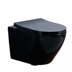 Унитаз подвесной OLIVE'S, Plaza, черный, безободковый, сиденье дюропласт с микролифтом PL 30117DP