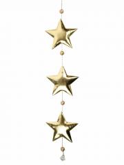 Украшение новогоднее подвесное Три золотистые /серебрянные звездочки из полиуретана 81440/81441