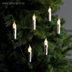 Гирлянда «Нить» 6 м с насадками «Свечи на прищепке», IP20, тёмная нить, 30 LED, свеч.тёплое белое, 2