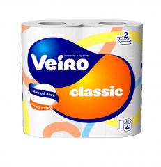 Туалетная бумага VEIRO Classic 2-х сл. 4рул БЕЛАЯ в строительных магазинах СтройГрад