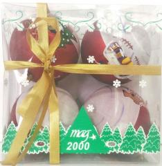Украшение новогоднее подвесное  Набор шаров, 8см, 4шт, (дизайн с домиком), в пвх коробке			ДН