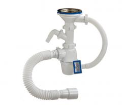 Сифон для мойки Ø3.1/2-40 с одним отводом унивесал.гибк.труба 40-40/50 с переливом Орио А-4011, 1/22 в строительных магазинах СтройГрад