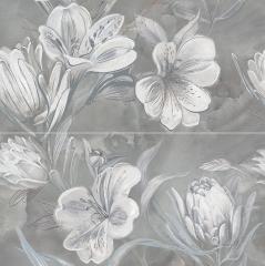 Opale Grey Flower панно, 630х630мм (2 шт.), Azori /3/