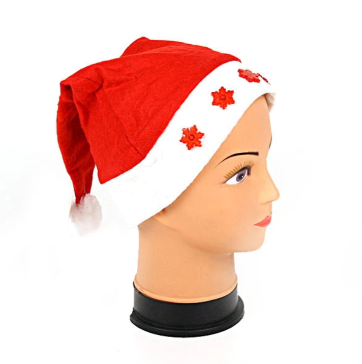 Колпак новогодний световой ˮСнежинкиˮ 28*39см, Красный в строительных магазинах СтройГрад