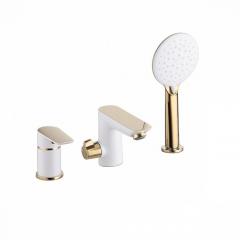 Смеситель IDDIS, Cloud, на борт ванны на 3 отверстия с керам. дивертором,белый/золото, CLOWG30i07 в строительных магазинах СтройГрад