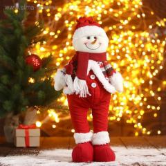 Мягкая игрушка Снеговик-пузатик 12х40 см, бело-красный 5036085