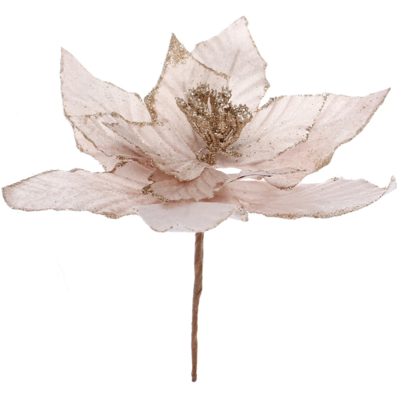 Украшение новогоднее ˮПуансеттия - Фурияˮ 26 см, Шампань в строительных магазинах СтройГрад