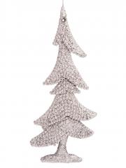 Украшение новогоднее подвесное Серебряная елочка из полипропилена / 15х6,5см арт.75061