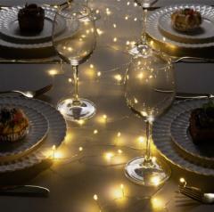 Гирлянда «Мишура» 10 м роса, IP20, серебристая нить, 200 LED тёплое белое, 12 В в строительных магазинах СтройГрад