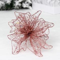 Украшение новогоднее ˮПуансеттия - Лунная ночьˮ 26 см, Розовое золото в строительных магазинах СтройГрад