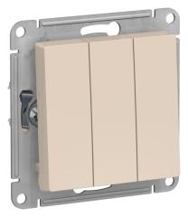 Выключатель Systeme Electric AtlasDesign Беж 3-клавишный сх.1+1+1, 10АХ, механизм в строительных магазинах СтройГрад