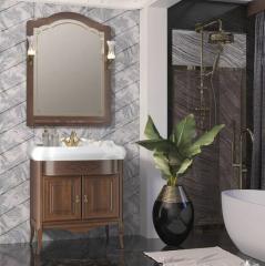 Комплект мебели OPADIRIS, Лоренцо 80, светл.орех (тумба, ум-к Виктория 60 +зеркало, свет.Рустика) в строительных магазинах СтройГрад