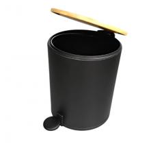 Ведро с педалью, MySpace, круглое, черный матовый/бамбук, 5л, SW6963BLB-5L в строительных магазинах СтройГрад
