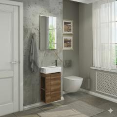 Комплект мебели COMFORTY, Матэ-40, темно-коричневый (тумба,раковина Crea-40, зеркало, светильник) в строительных магазинах СтройГрад