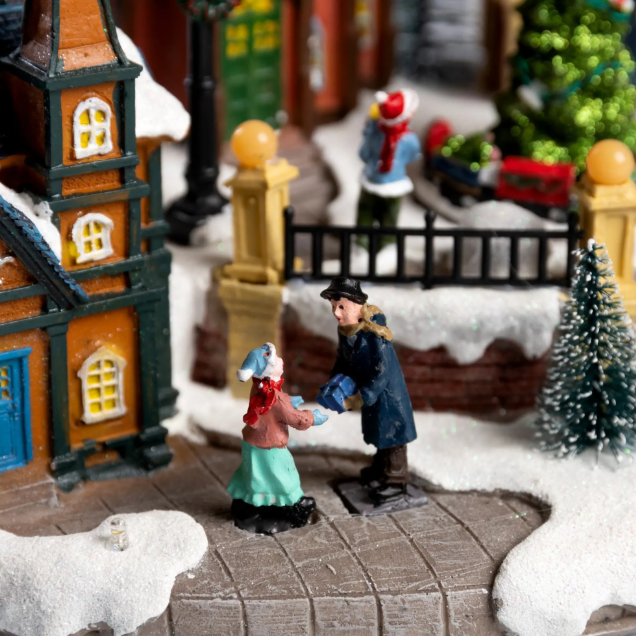 Светодиодная фигура «Рождественская площадь» 40×21×22 см, полистоун, от батареек ААх3, USB в строительных магазинах СтройГрад