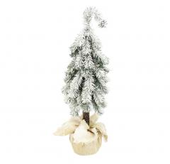 Ель искусственная Петрушка зеленая заснеженная на высокой ножке в мешке 0,6 м