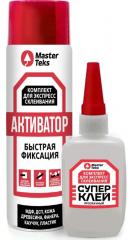 Супер-клей MasterTeks прозрачный (комплект для экспресс склеивания) 400мл. + 100мл.