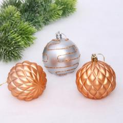 Новогодние шары 7см (набор 3шт) ˮСказочная мечтаˮ, серебро/шампань в строительных магазинах СтройГрад