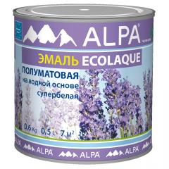 Эмаль акриловая Ecolaque полуматовая белая 0,5л (0,7кг) Alpa