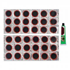 Набор для ремонта камер(резиновые латки, клей) 36шт, размер заплаток d 28 мм круглые