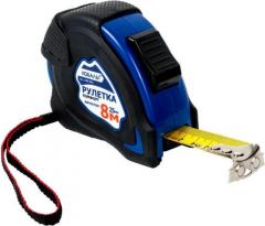 Рулетка КОБАЛЬТ Экстра 8м x 25мм, металлический корпус, толщина ленты 0,13 мм, автостоп, магнит в строительных магазинах СтройГрад