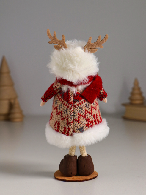 Кукла интерьерная текстильная «Малышка в вязаном платье в шапке с рожками», 6.5×6.5×16.5 см в строительных магазинах СтройГрад