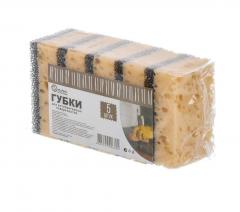 Губка для антипригарных поверхностей, 5 шт, поролон, 2 слоя, Марья Искусница в строительных магазинах СтройГрад