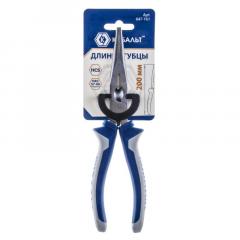 Длинногубцы КОБАЛЬТ 200 мм, с кусачками для проволоки, 2-х компонентные рукоятки, HCS, подвес