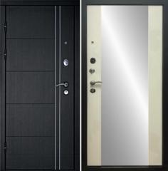 Дверь стальная Тепло-Люкс зеркало, 960*2050*105мм, правая, 3 контура уплотнения, венге/белое дерево