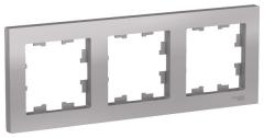 Рамка Systeme Electric AtlasDesign Алюминий 3 поста, универсальная в строительных магазинах СтройГрад