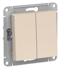 Выключатель Systeme Electric AtlasDesign Беж 2-клавишный сх.5, 10АХ, механизм в строительных магазинах СтройГрад