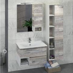 Комплект мебели COMFORTY, Турин-75, дуб бежевый, (тумба, раковина 75E, зеркальный шкаф, светильник) в строительных магазинах СтройГрад