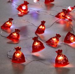 Гирлянда «Нить» 2 м роса с насадками «Мешок с подарками», IP20, серебристая нить, 20 LED, 2 реж. бат в строительных магазинах СтройГрад