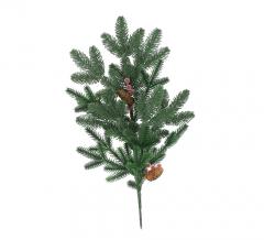Ветка хвойная с шишками и ягодами 55 см, литая в строительных магазинах СтройГрад