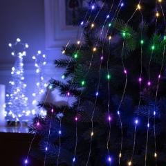 Гирлянда «Конский хвост» 10 нитей по 1 м, IP20, серебр. нить, 100 LED, свеч. мульти, 12 В