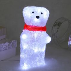 Фигура светодиодная ˮМишка-малышкаˮ 12*12*24 см, 20 ламп LED, авторежим, 220V, Белый в строительных магазинах СтройГрад