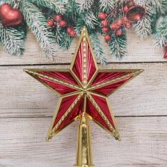 Звезда на ёлку ˮНовогодний праздникˮ 15*18 см, Красный в строительных магазинах СтройГрад