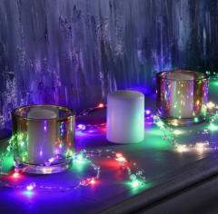 Гирлянда «Нить» 5 м роса с насадками «Шарики», IP20, нить серебристая, 50 LED, 8 реж. мульти, 220 В в строительных магазинах СтройГрад