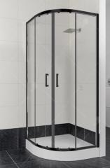 Угол душевой RGW 90*90*185 CL-53 B Полукруг/Черный профиль /Стекло прозрачное 6 мм, с сифоном