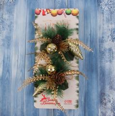 Набор елочных украшений «Зимнее волшебство. Композиция на бантике» пластик, сосулька, 11×11 см 2 шт в строительных магазинах СтройГрад