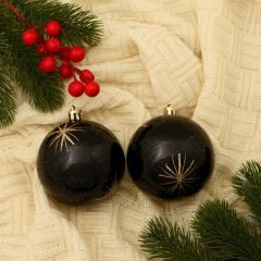 Набор шаров пластик d-8 см, 2 шт ˮЯркая звездаˮ чёрный в строительных магазинах СтройГрад