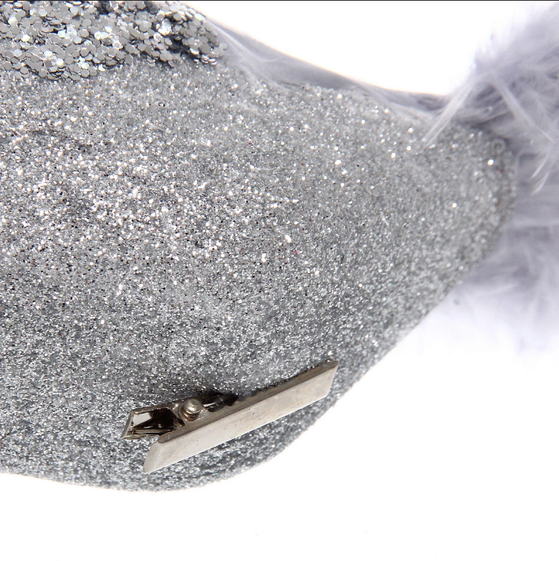 Фигурка новогодняя ˮКоролевская птицаˮ 37 см, серебро в строительных магазинах СтройГрад