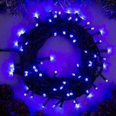 Гирлянда «Нить» 10 м, IP20, тёмная нить, 100 LED, 8 режимов, 220 В, свечение синее в строительных магазинах СтройГрад