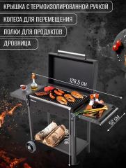 Мангал 1285х600х520х901 мм, 2 мм, с крышкой, 2 полки, МАН 203, Gratar в строительных магазинах СтройГрад