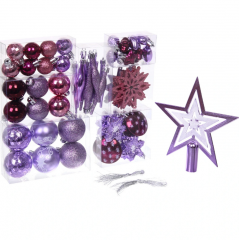 Набор ёлочных украшений ˮСказочная зимаˮ 45 предметов, Рубин/Розовый/Лаванда в строительных магазинах СтройГрад
