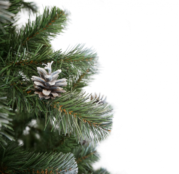 Ель искусственная Амурская зеленая заснеженная с шишками 0,9 м в строительных магазинах СтройГрад