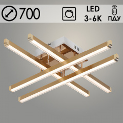 Люстра 1035/4 GD золото 4x12W LED 3000-6000K ПДУ(ИК) диммер d700 h130, 24 в строительных магазинах СтройГрад