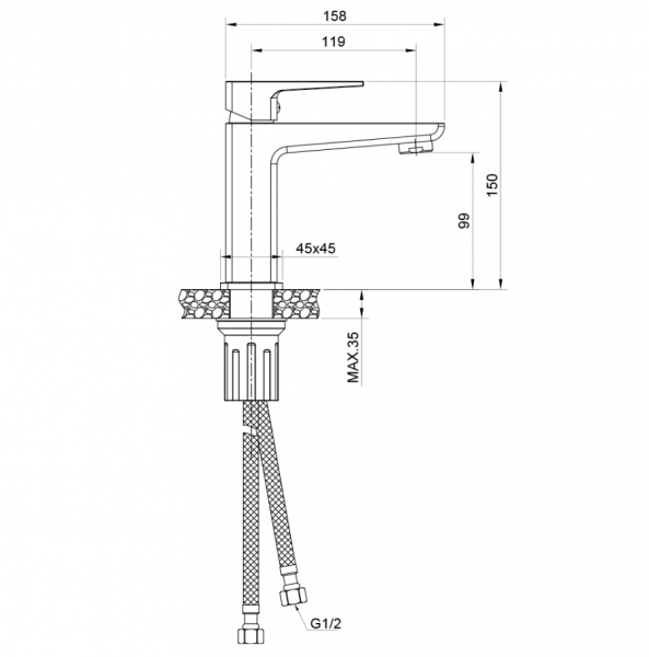 Смеситель для раковины NARCIS ЧЕРНЫЙ, NAR06-210BL-25100 в строительных магазинах СтройГрад