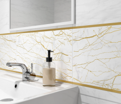 Calacatta Metallic бордюр золотистый 10х600мм, Cersanit MT1L382 /48/ в строительных магазинах СтройГрад