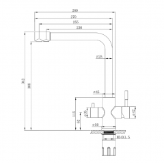 Смеситель для кухни ЧЕРНЫЙ под фильтр из нержавеющей стали EKO, EKO05-151Black в строительных магазинах СтройГрад